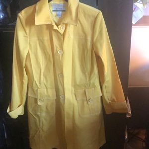 Bright yellow rain coat with banded sleeves